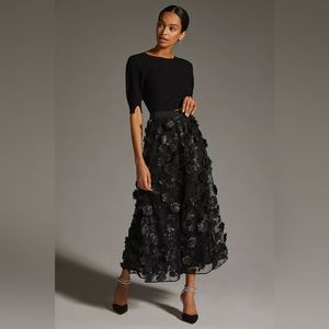 By Anthropologie Floral Appliqué Skirt